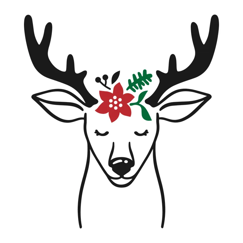 Christmas Reindeer with Poinsettia