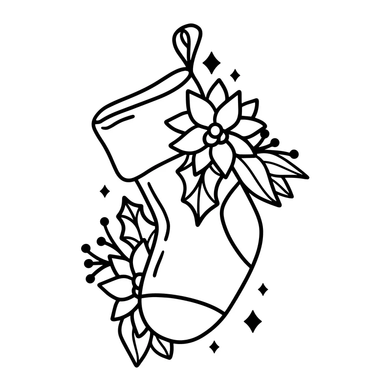 Christmas Stocking with Poinsettia