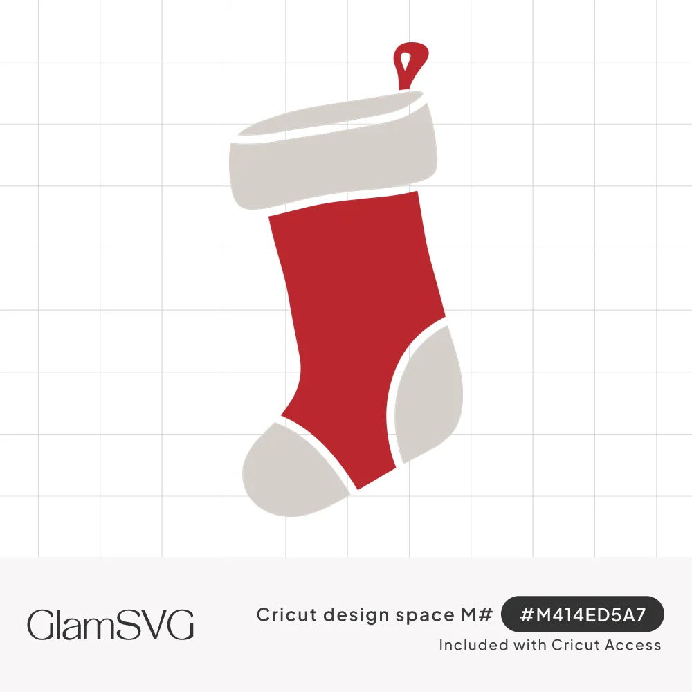 Red Christmas stocking with a gray cuff, gray heel and toe patches, and a small red hanging loop