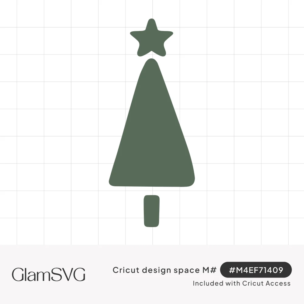 Simple sage green triangle Christmas tree with a rounded star above the top and a small rectangular trunk