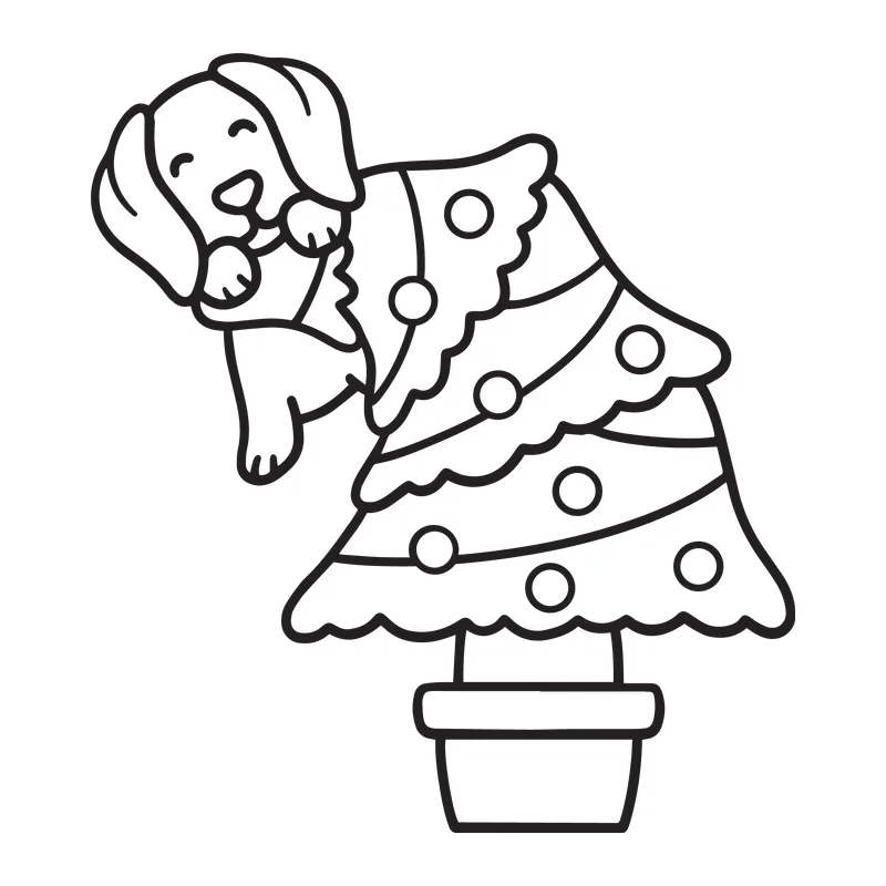 Puppy Climbing Christmas Tree