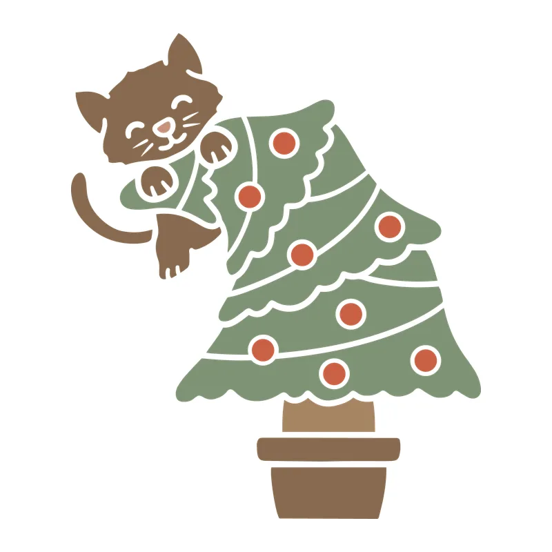 Cat Climbing Christmas Tree