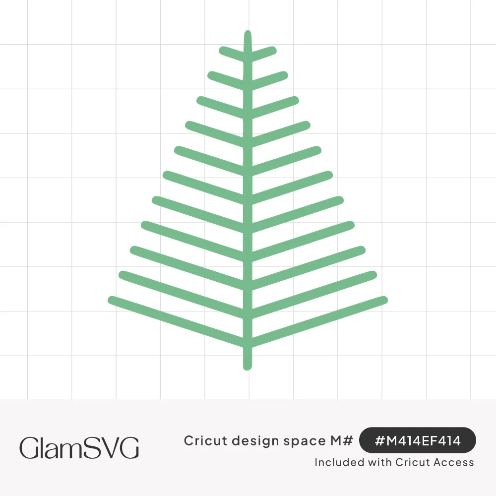 Minimalist green Christmas tree made of angled straight lines branching from a central vertical stem