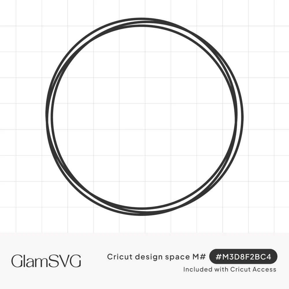 Black hand-drawn circle frame made of two loosely overlapping sketched rings with an empty white center