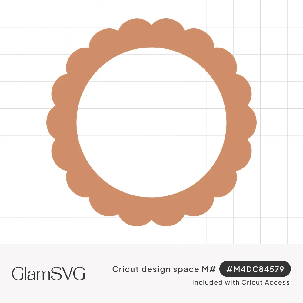 Terracotta scalloped circle frame with wavy outer edge and a plain open round center