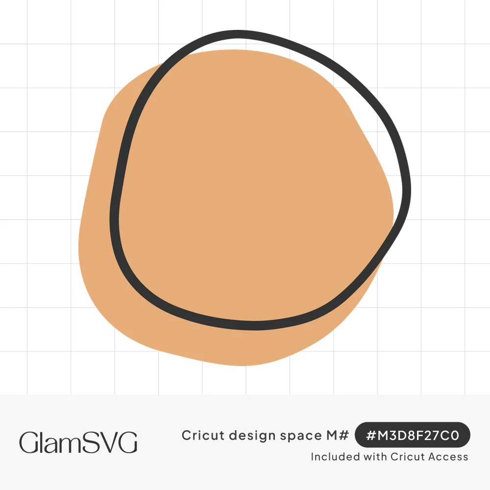Peach organic blob shape overlapped by a loose hand-drawn dark gray circle outline, slightly offset