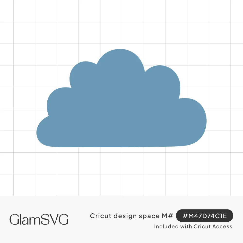 Solid dusty blue cloud shape with rounded scalloped top and flat bottom on a white background