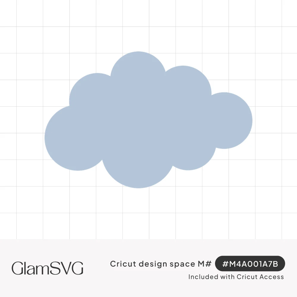 Solid dusty blue cloud silhouette with rounded puffy scalloped edges on a white background