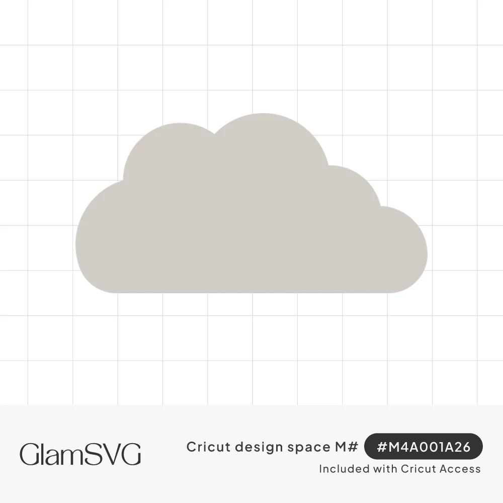 Solid light gray cloud silhouette with rounded puffy top and flat bottom on a white background