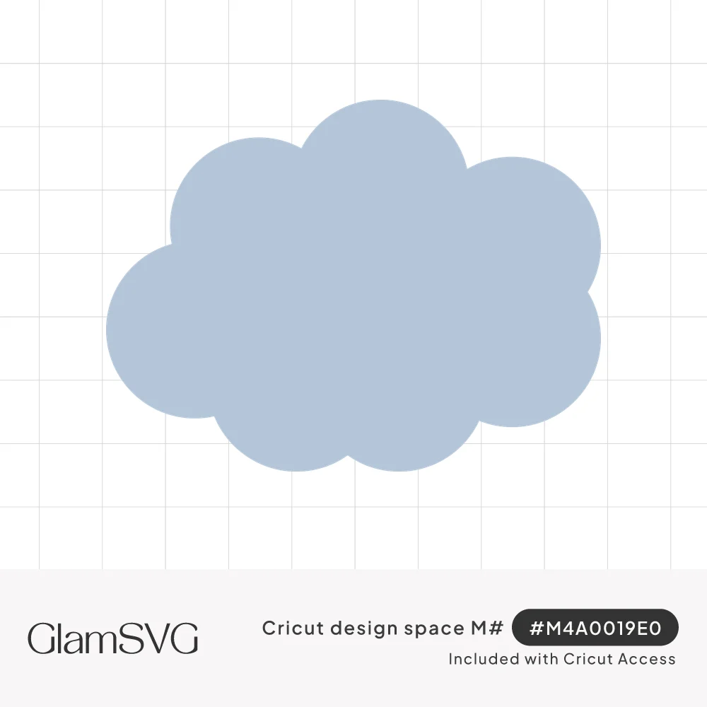 Simple puffy cloud silhouette with rounded scalloped edges in soft dusty blue on a white background