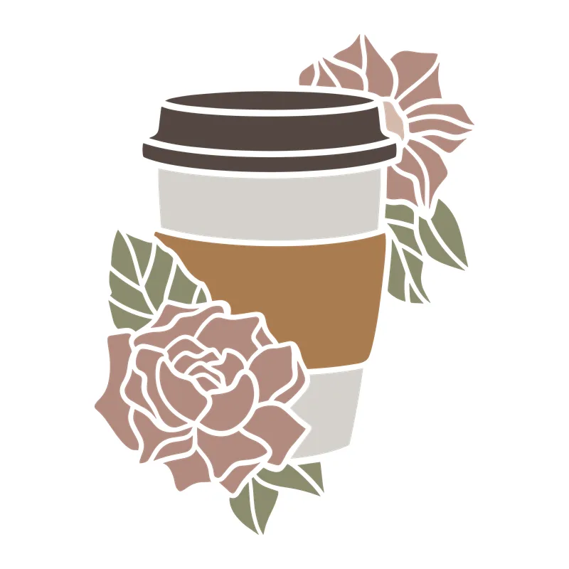 Coffee Cup and Flowers