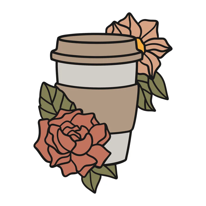 Coffee Cup and Flowers