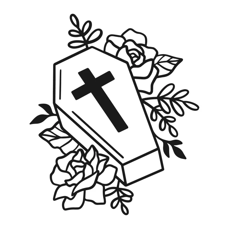 Rose Coffin With Cross