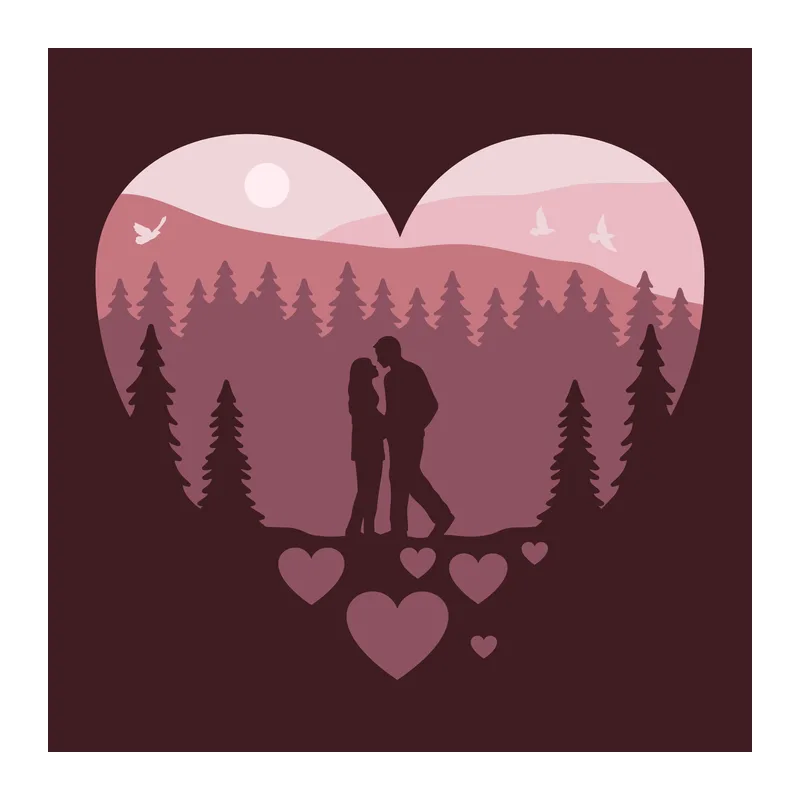 Forest Couple Heart Shadow Box