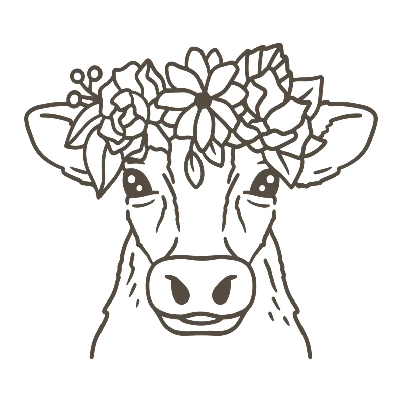 Cow Face with Flower Crown