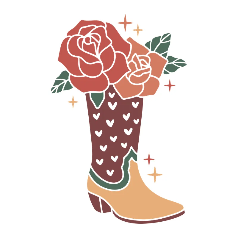 Cowboy Boot with Roses