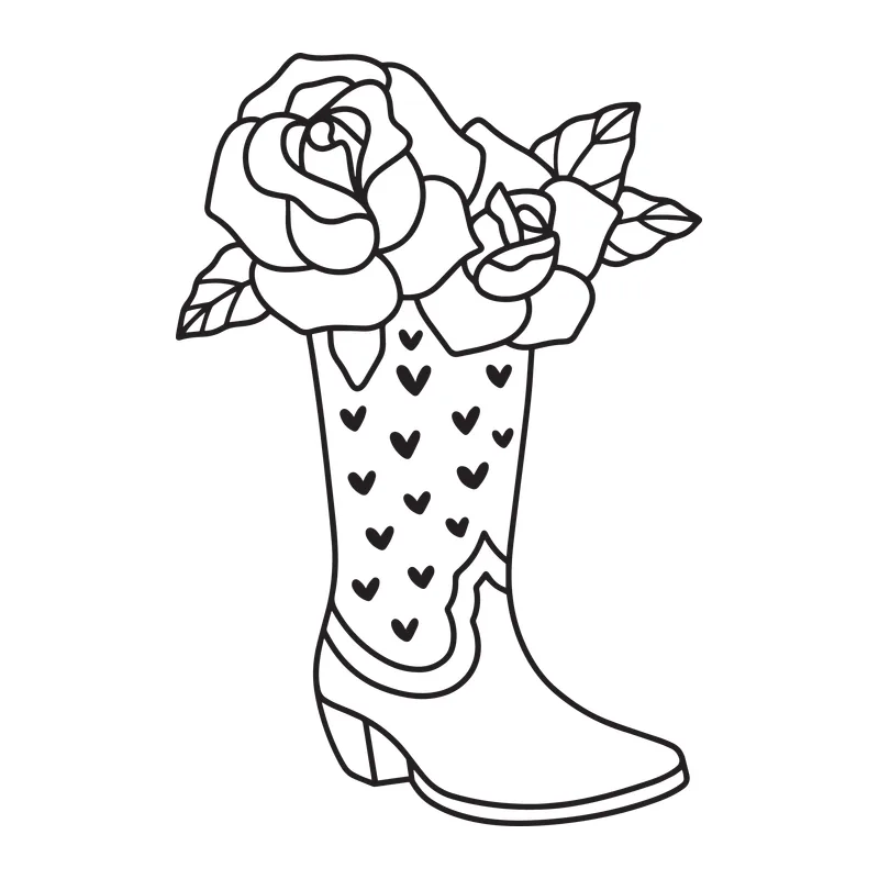 Cowboy Boot With Roses
