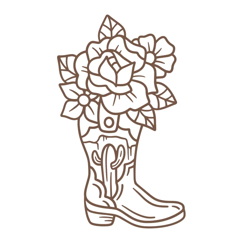 Cowboy Boot With Flowers