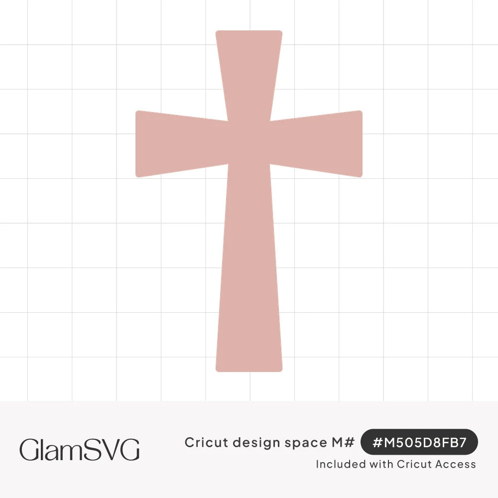 Solid dusty pink Christian cross with arms that gently flare wider toward the ends