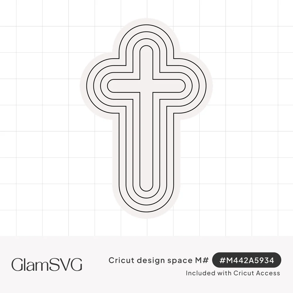 Rounded cross shape surrounded by several evenly spaced nested outlines in thin gray lines on white