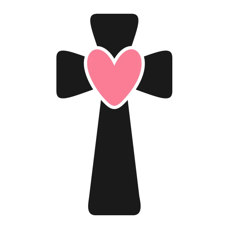 Cross With Pink Heart