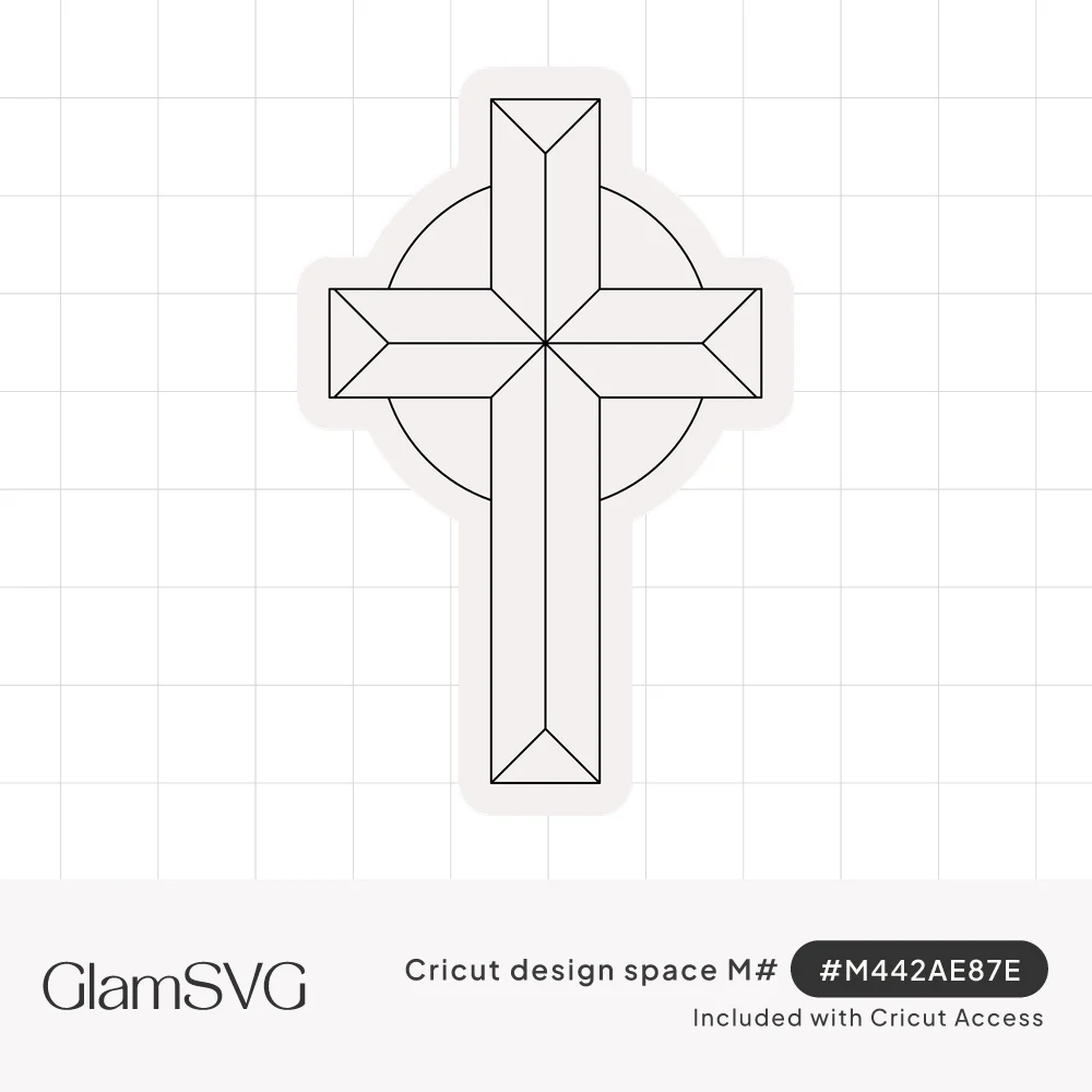 Black Celtic cross with a circular ring and thin copper beveled lines on each arm, outlined by a sticker border