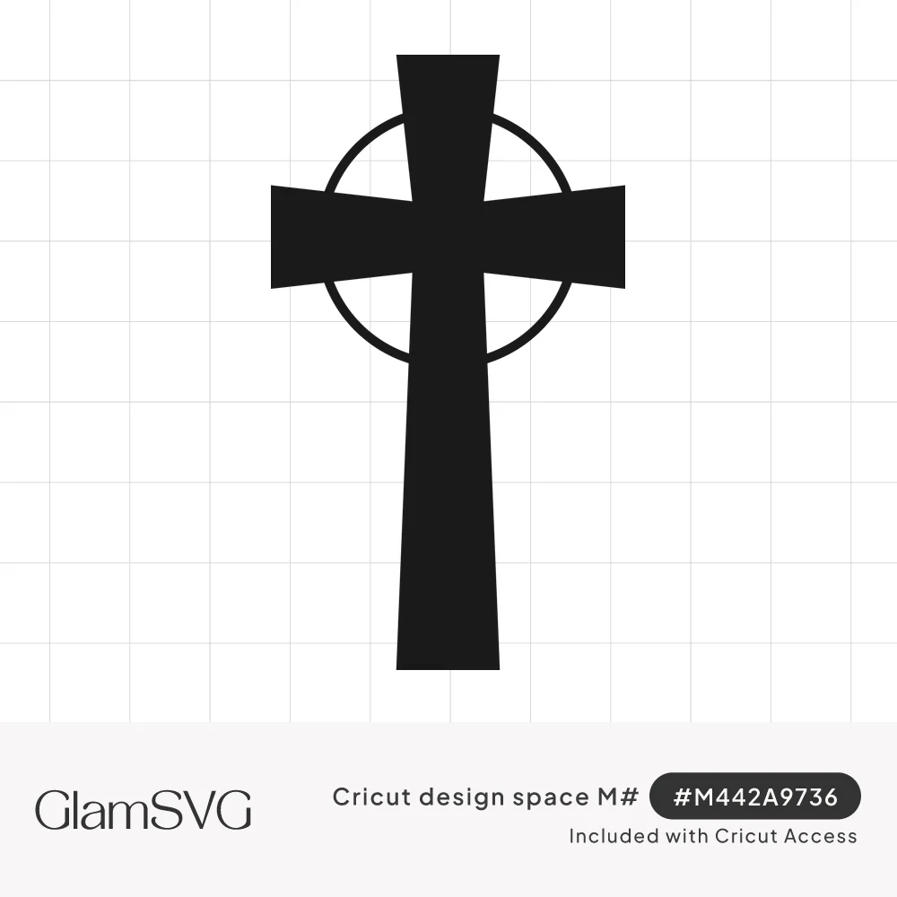 Solid black Celtic cross silhouette with flared arms and a thin ring circling the center