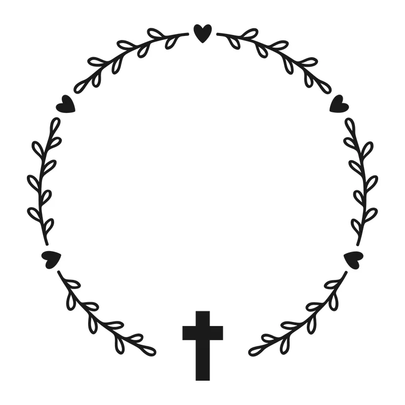 Cross Heart and Leaf Wreath