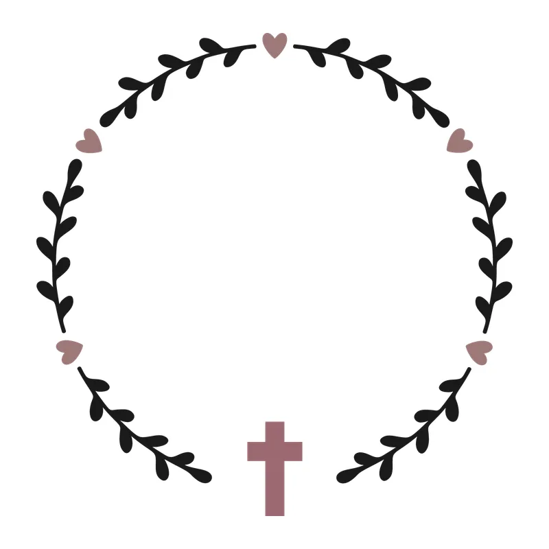 Cross Hearts and Leaf Wreath