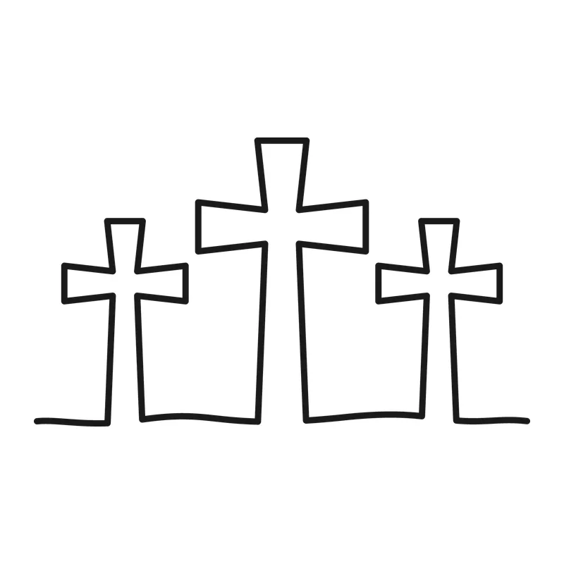 Three Crosses Line Art