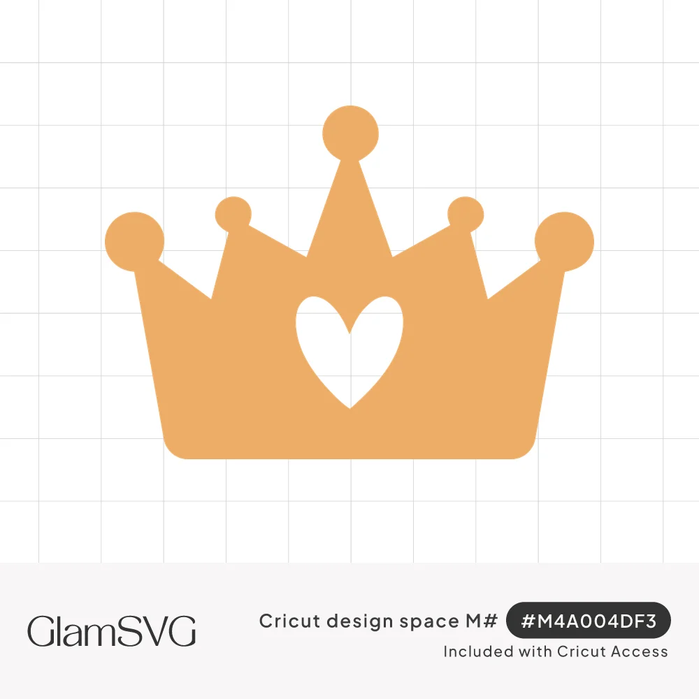 Solid orange five-point crown silhouette with round tips and a heart-shaped cutout in the center