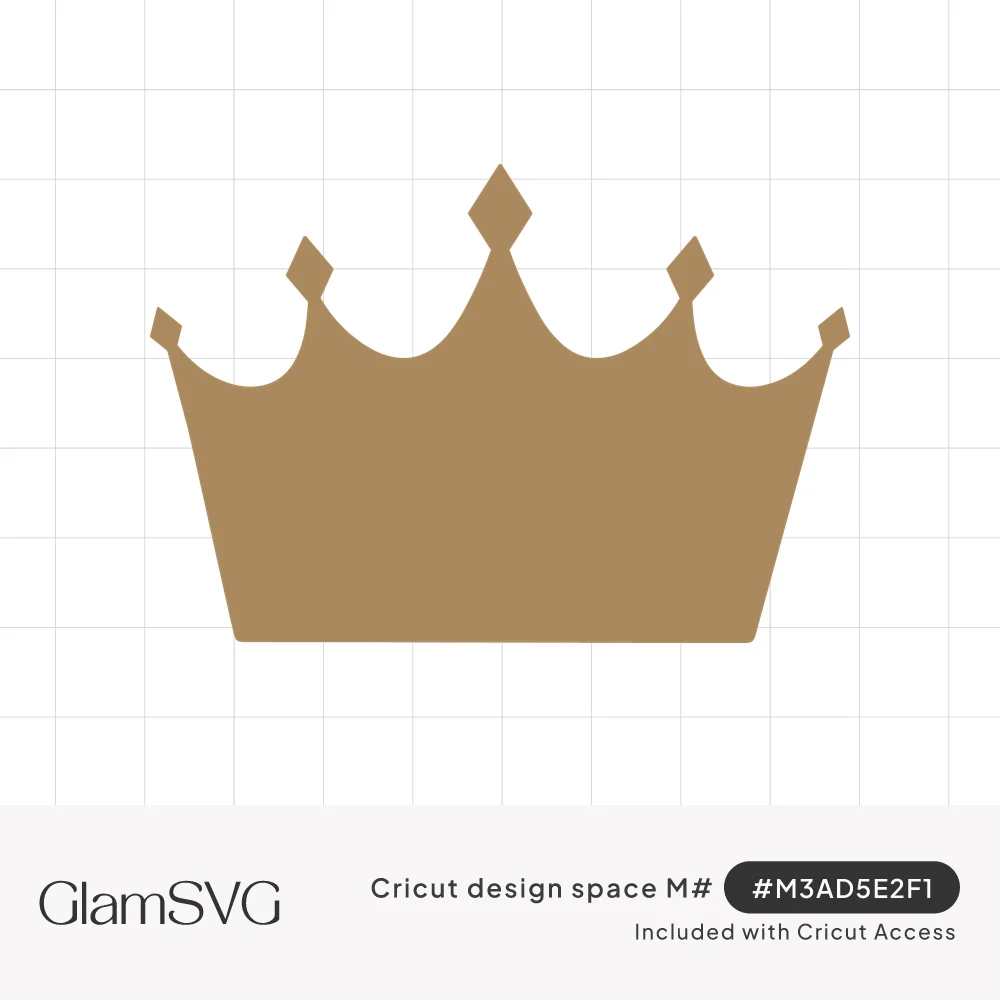 Gold solid crown silhouette with five points topped by small diamond tips and a wide flared base