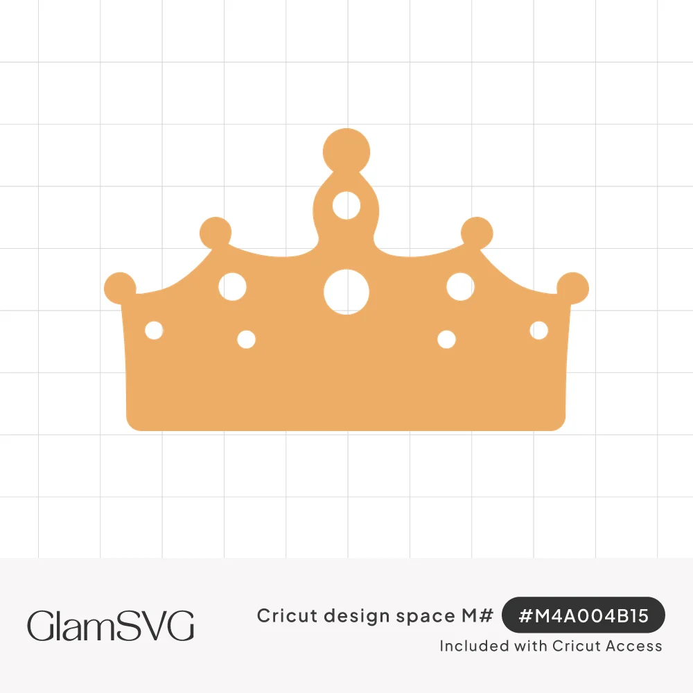 Solid gold-orange crown silhouette with five rounded points and small circular jewel cutouts across the band