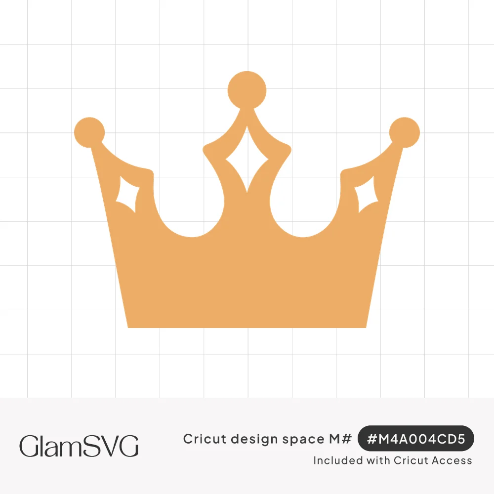 Solid orange crown silhouette with three ball-tipped points and small diamond-shaped cutouts