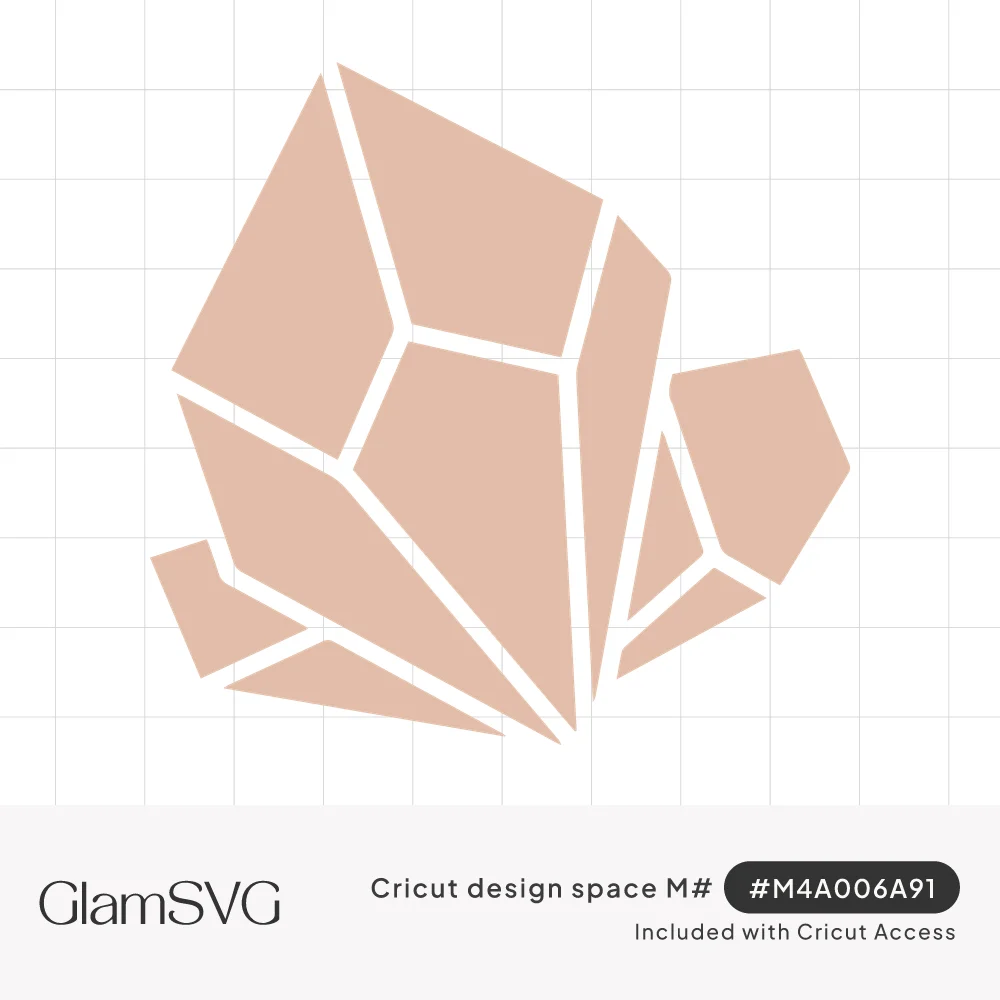 Blush pink geometric crystal cluster with faceted planes separated by white knockout lines