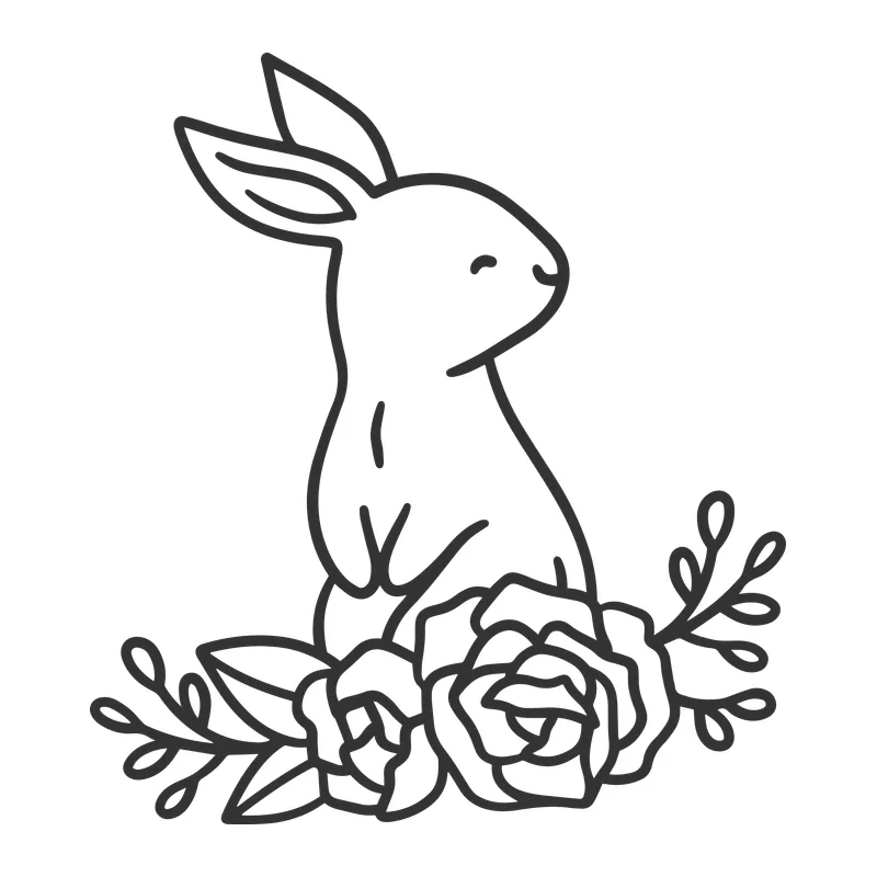Cute Bunny and Flowers