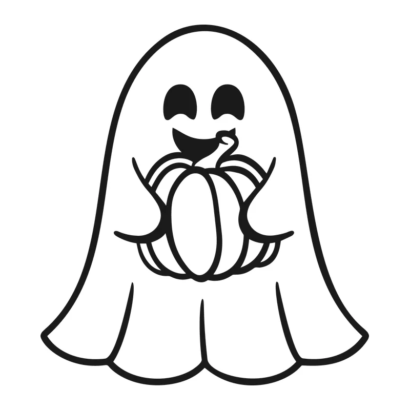 Cute Ghost and Pumpkin