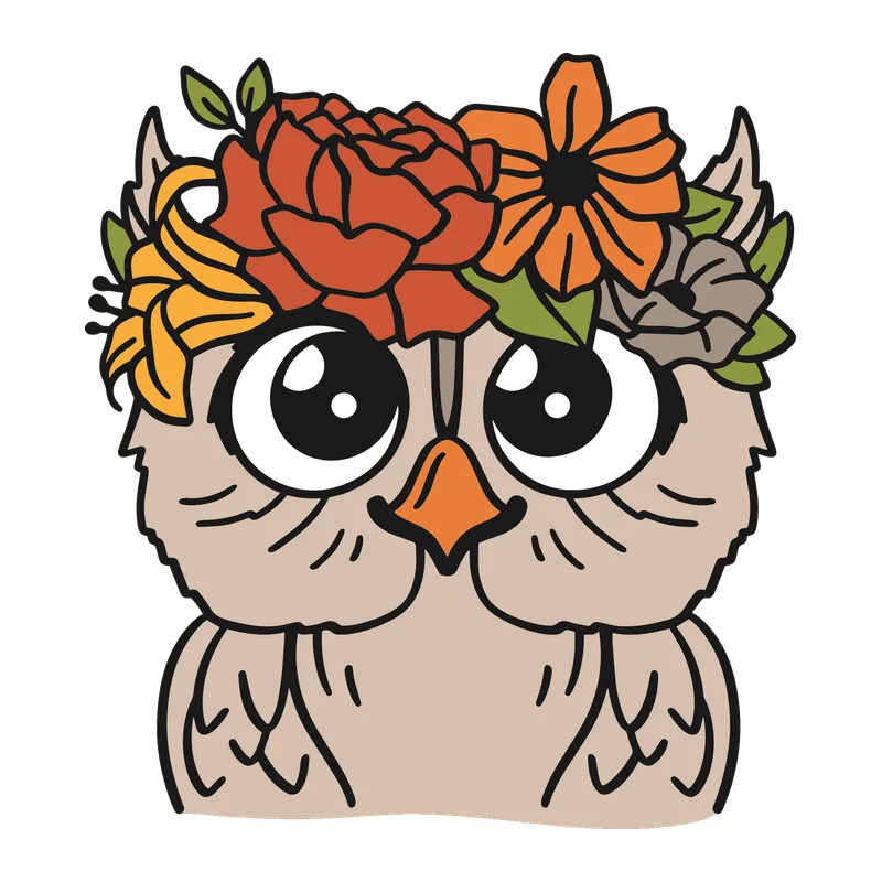 Cute Owl with Flower Crown