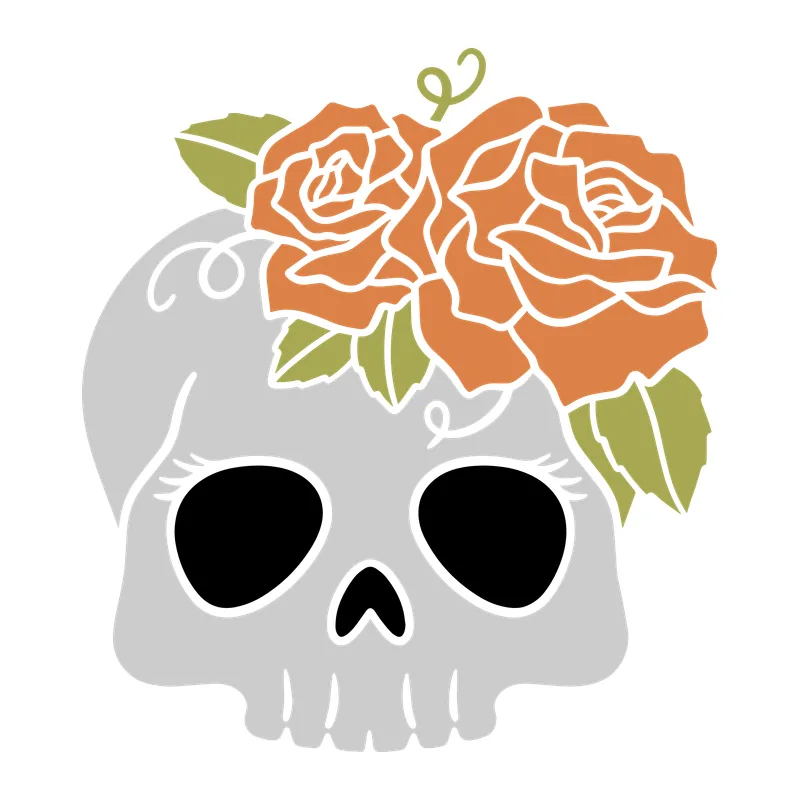 Cute Skull With Roses