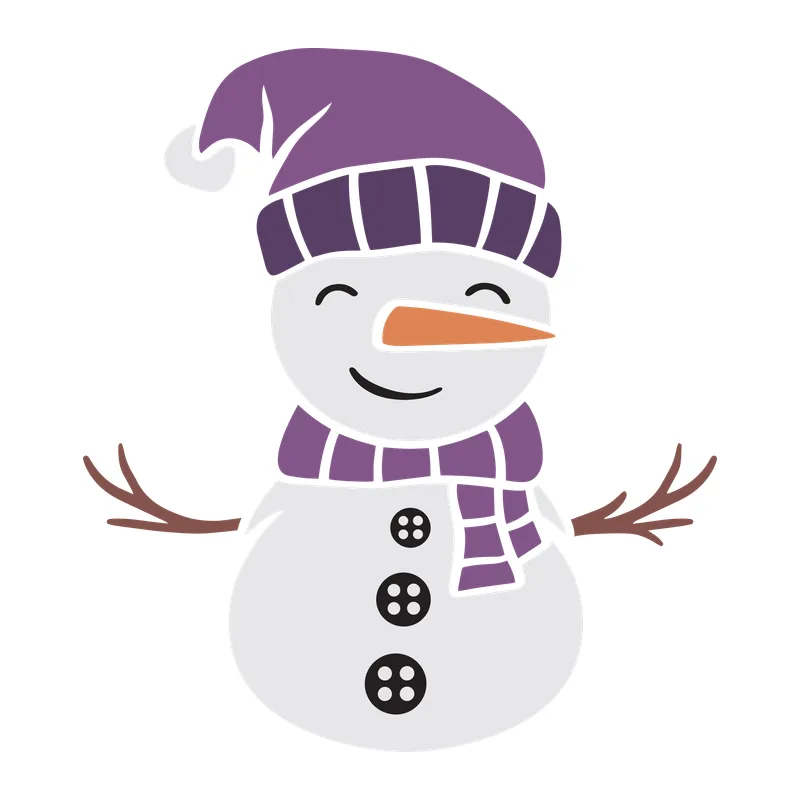 Cute Snowman in Purple Hat