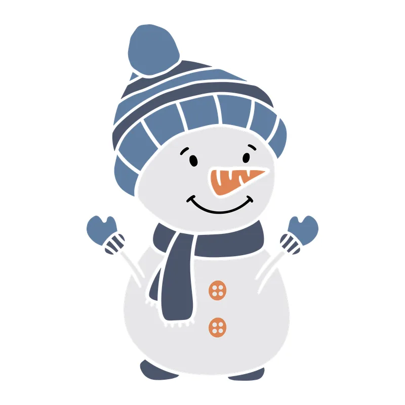 Cute Snowman in Striped Beanie