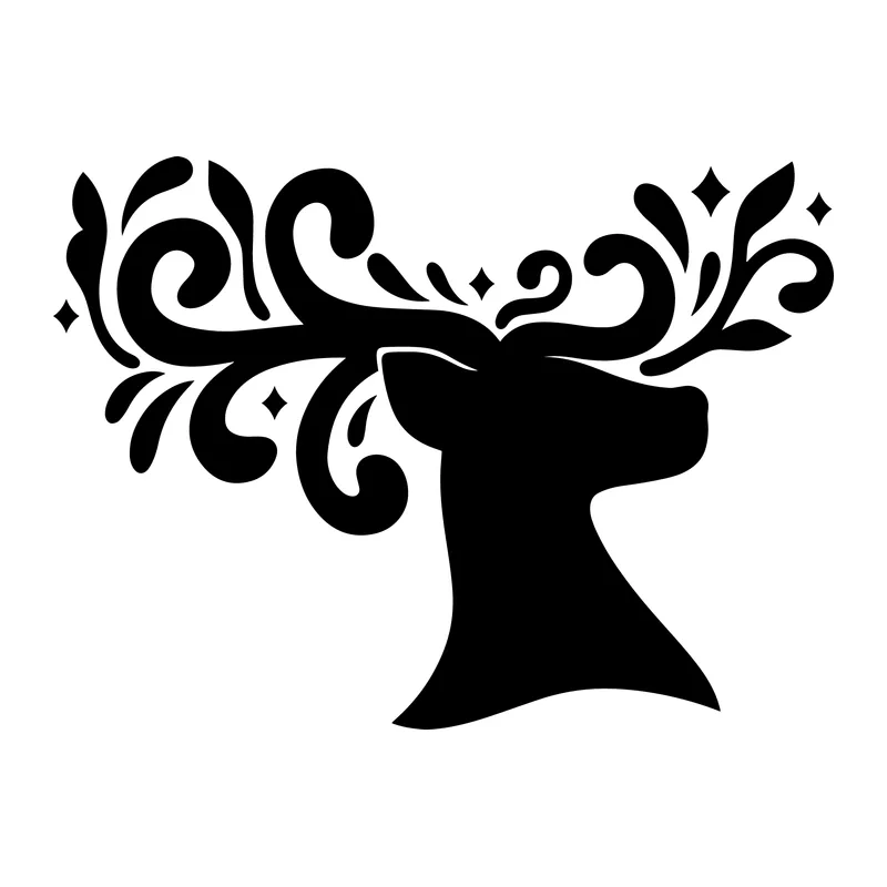 Flourish Antler Deer Silhouette