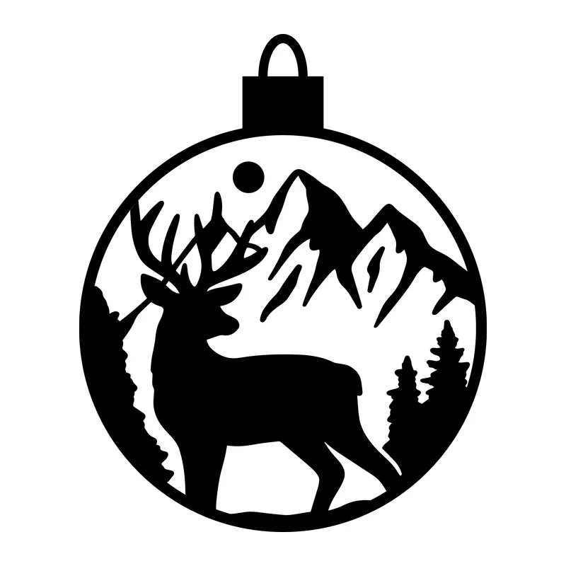 Deer and Mountains Christmas Ornament