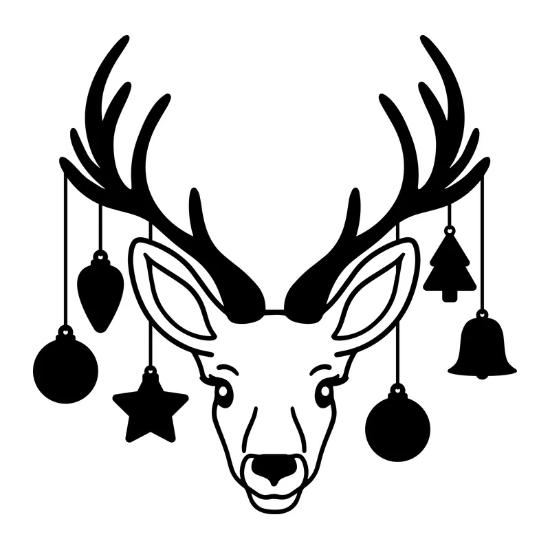Deer Face With Christmas Ornaments