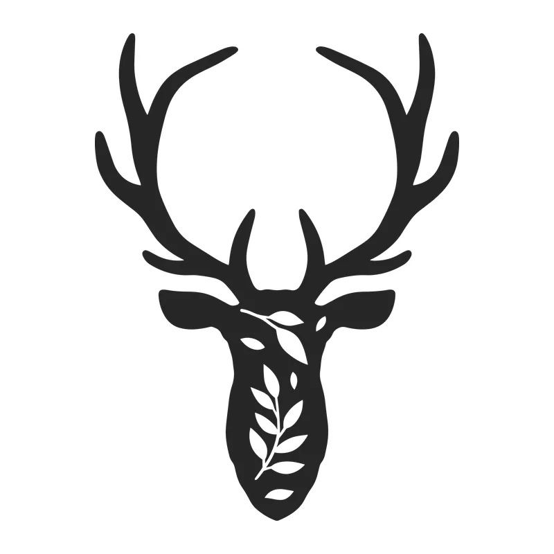 Leafy Deer Head Silhouette