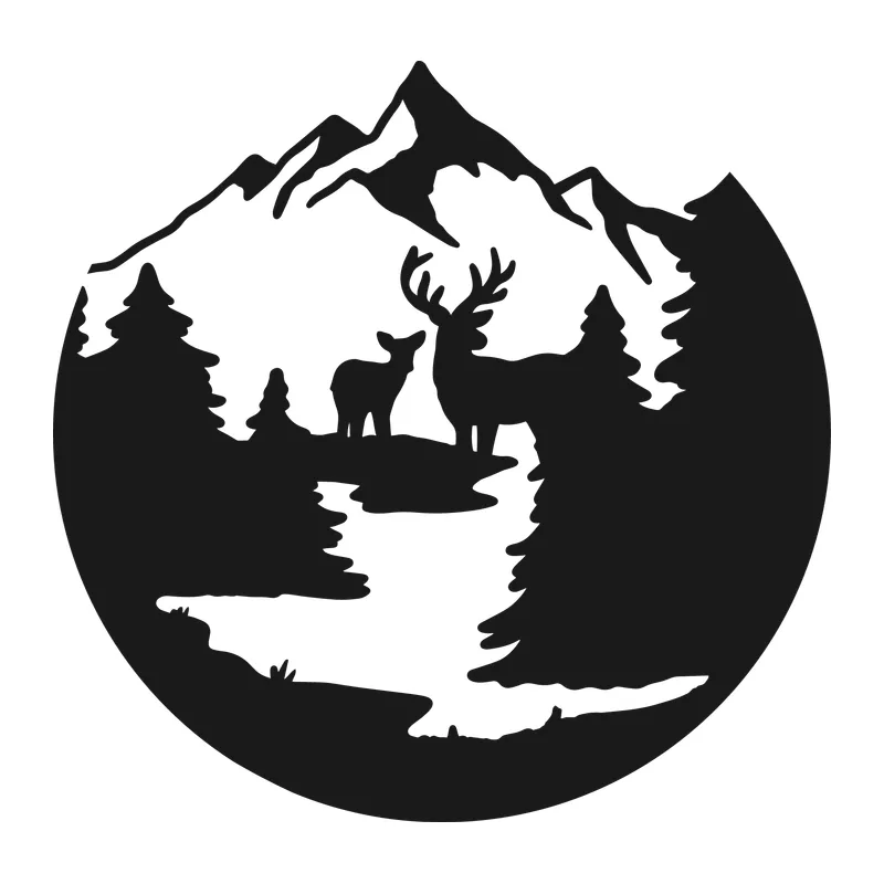 Deer in Mountain Forest Scene