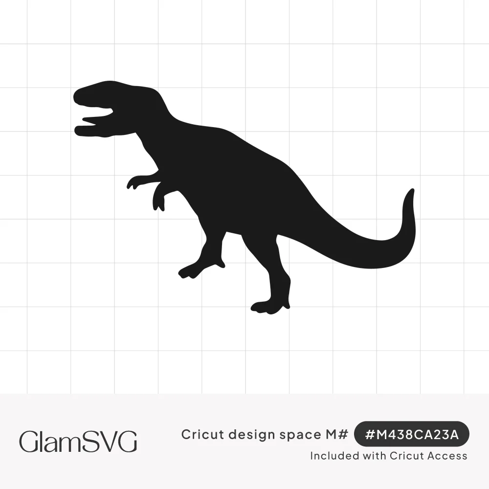Black silhouette of a Tyrannosaurus rex dinosaur walking with its mouth open and tail curved upward