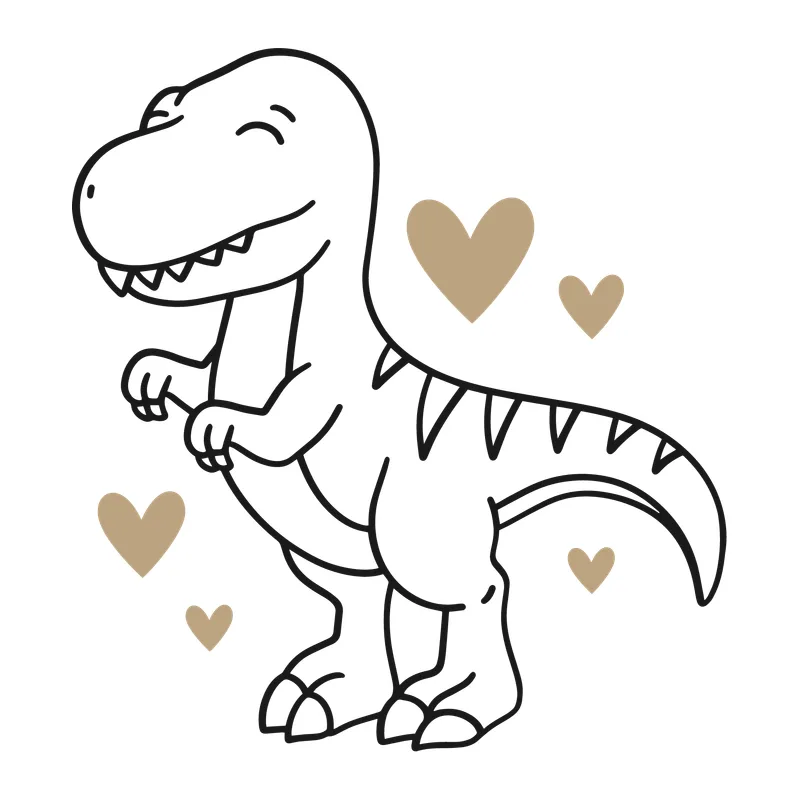 Happy T-Rex with Hearts