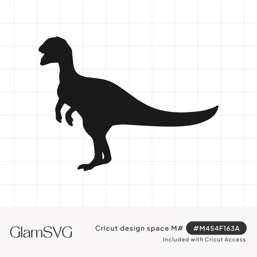 Solid black silhouette of a two-legged crested dinosaur standing upright with small arms and a long tail