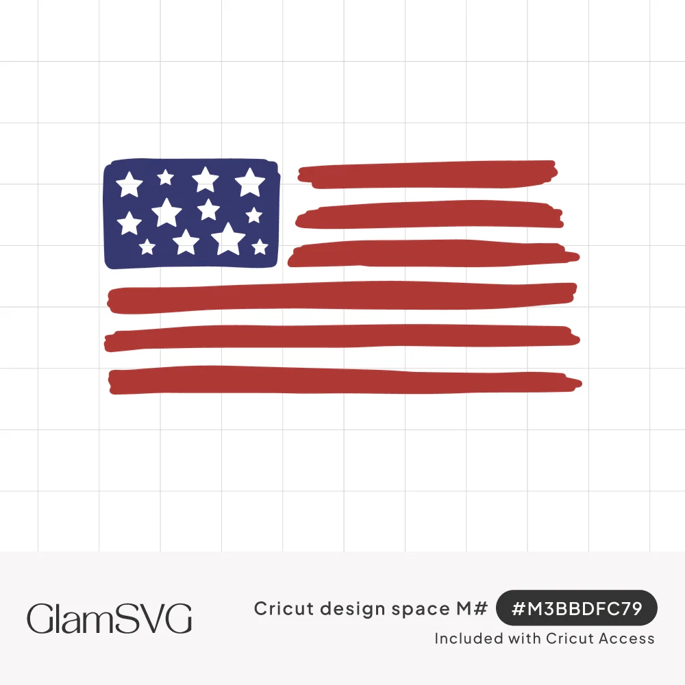 Hand-painted American flag with red brushstroke stripes and a navy rectangle filled with white stars